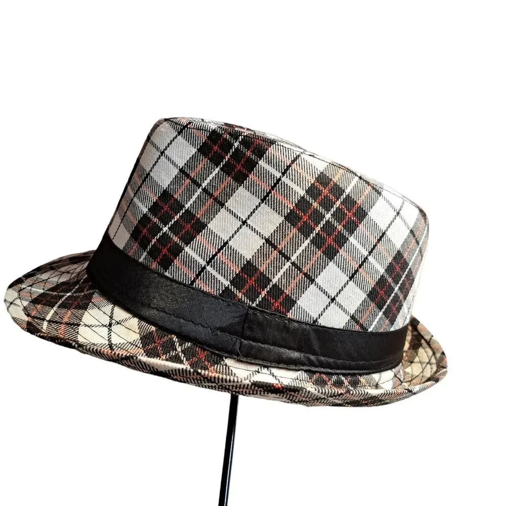 Mens Classic Manhattan Gangster Black Striped Fedora Trilby Panama Jazz Felt Hat